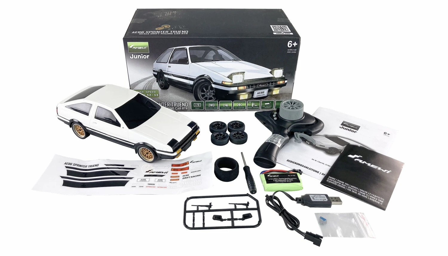 AE86 Sprinter Trueno Scale Drift Racing Car 1:18 RTR Weiß 2 AE86 Sprinter Trueno Scale Drift Racing Car 1:18 RTR Weiß – Bild 2