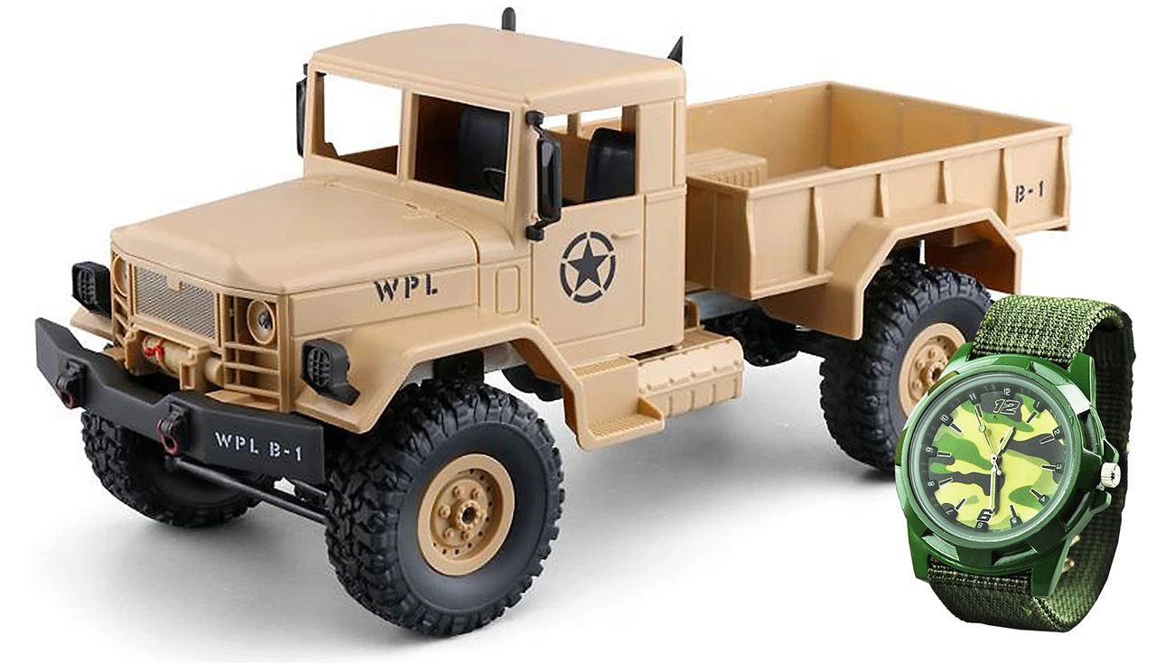 U.S. Militär Truck 4WD 1:16 RTR Sandfarben + Uhr 1 U.S. Militär Truck 4WD 1:16 RTR Sandfarben + Uhr