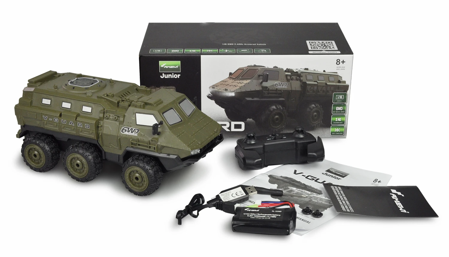 V-Guard Gepanzertes Fahrzeug 6WD 1:16 RTR, Olivgrün 2 V-Guard Gepanzertes Fahrzeug 6WD 1:16 RTR, Olivgrün – Bild 2