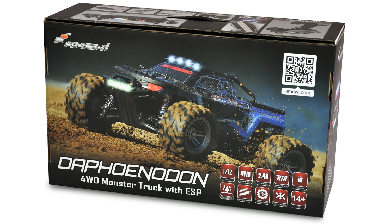 Daphoenodon Monstertruck 4WD 1:12 Mit Gyro RTR, Blau 9 Daphoenodon Monstertruck 4WD 1:12 Mit Gyro RTR, Blau – Bild 9