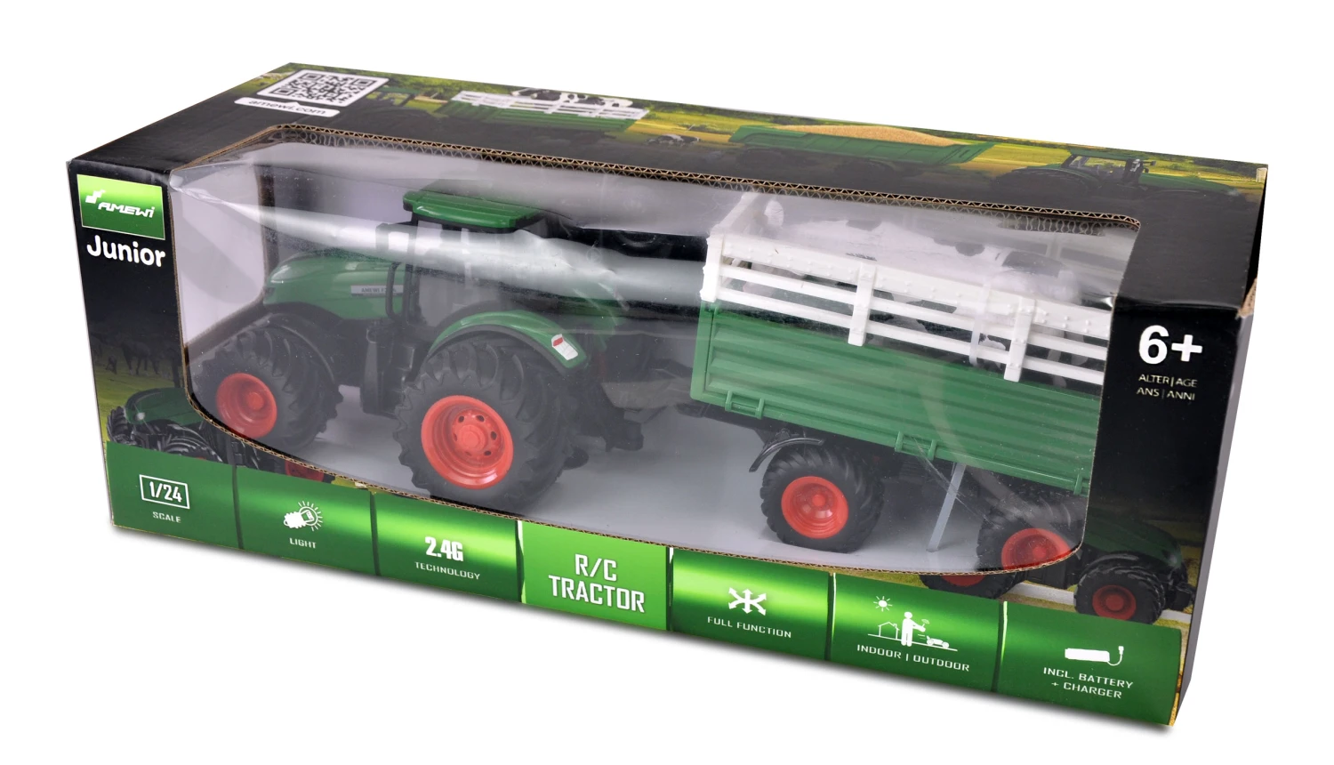 RC-Traktor Mit Viehtransporter 1:24 RTR Grün 2 RC-Traktor Mit Viehtransporter 1:24 RTR Grün – Bild 2