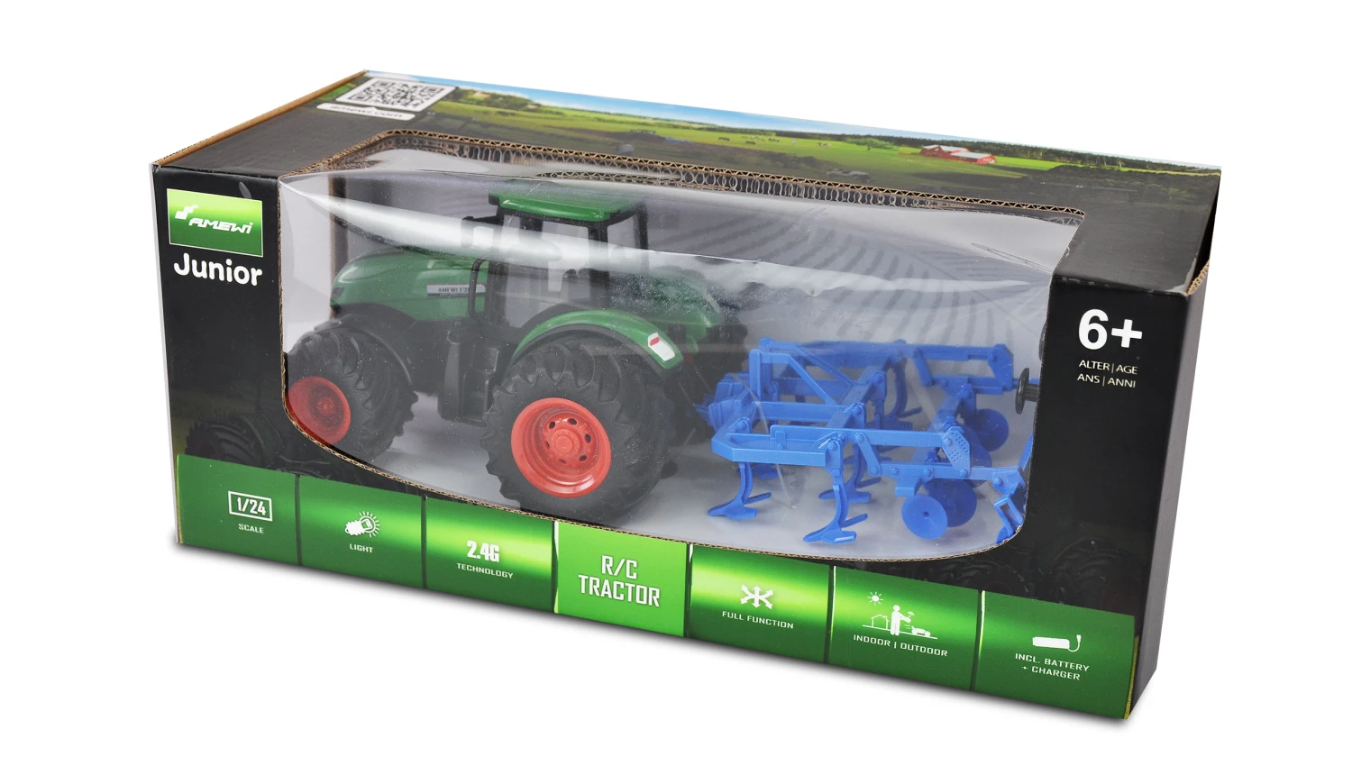 RC-Traktor Mit Grubber 1:24 RTR Grün 2 RC-Traktor Mit Grubber 1:24 RTR Grün – Bild 2